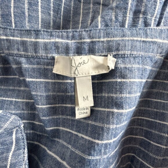 Joie Womens Blue & White Striped Cotton Long Sleeve Popover Top Blouse Medium - Picture 3 of 7